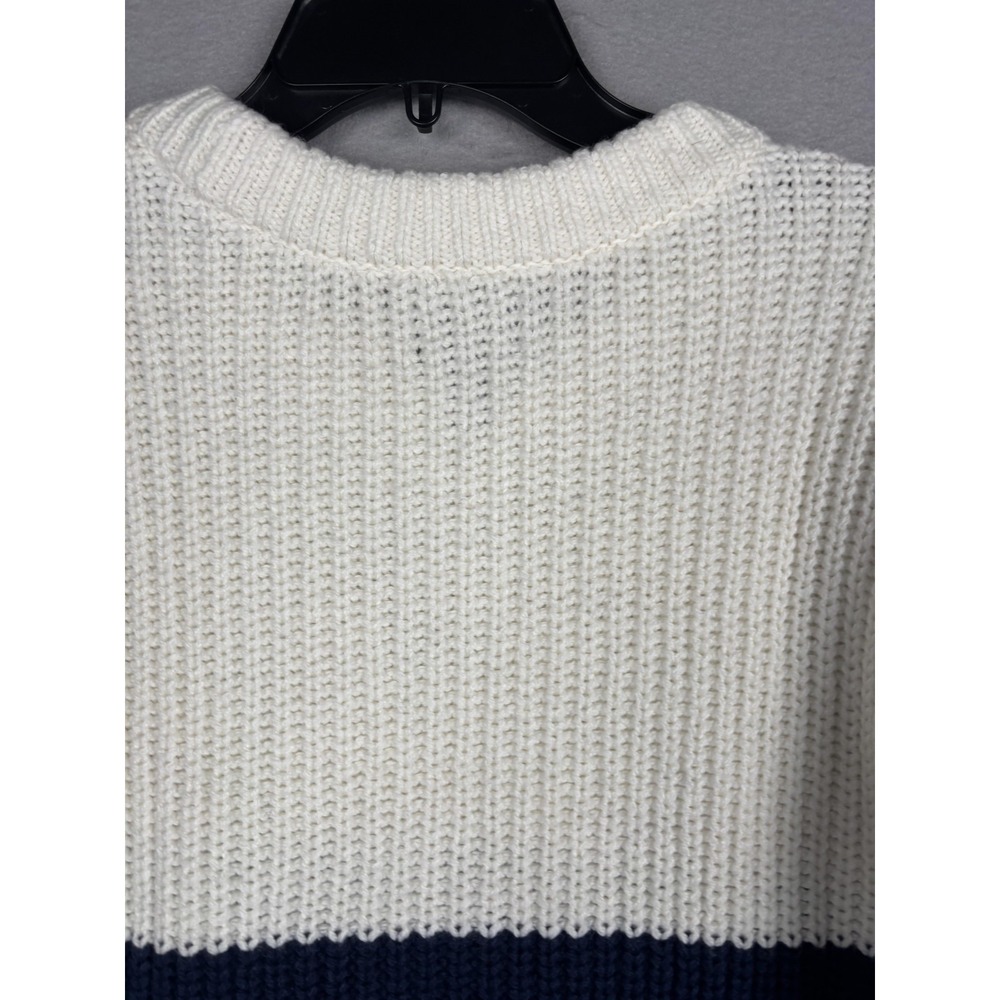 Lands' End Sweater Womens M Blue White Star Graphic Knit Pullover Winter Warm - Picture 14 of 15